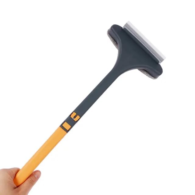 NINZA 2 in 1 Mesh & Glass Cleaning Brush with Extended Handle & Wiper, 3x3 Inch, Window Cleaning Brush, Multicolour