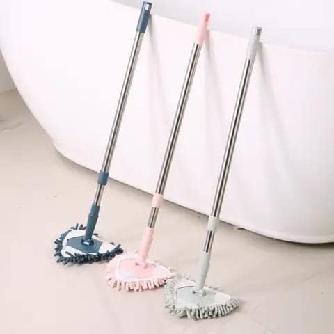 NINZA Alloy Steel Microfiber Triangle Shape Mop Telescopic Handle Flexible Fan Mop&Easy Cleaning Home Kitchen Car Ceiling&Office Fan Cleaning Brush MopRotatable Flat Floor Mop