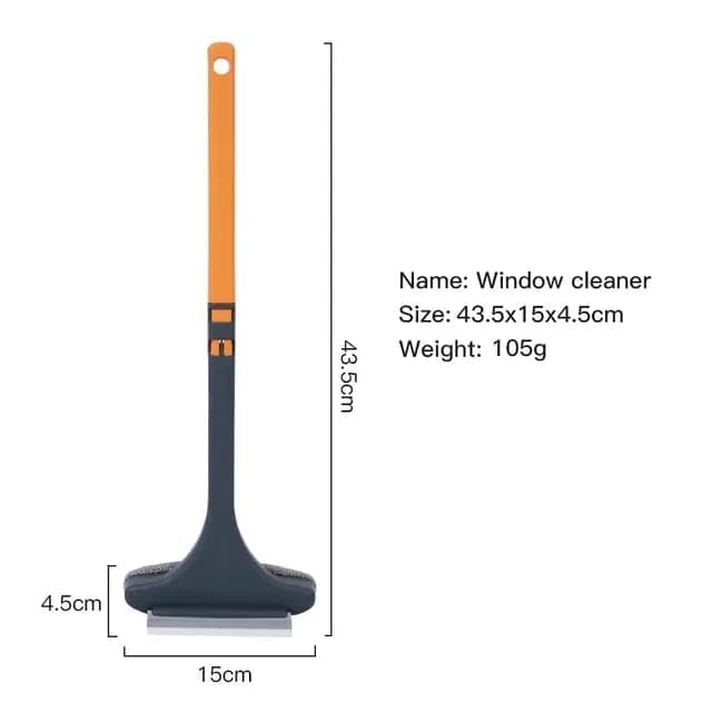 NINZA 2 in 1 Mesh & Glass Cleaning Brush with Extended Handle & Wiper, 3x3 Inch, Window Cleaning Brush, Multicolour