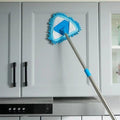 NINZA Alloy Steel Microfiber Triangle Shape Mop Telescopic Handle Flexible Fan Mop&Easy Cleaning Home Kitchen Car Ceiling&Office Fan Cleaning Brush MopRotatable Flat Floor Mop