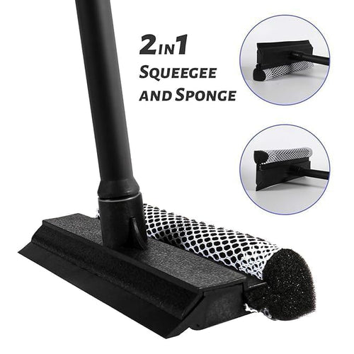 High Cleaning Dual Side Blade Rubber & Sponge with Extendable Handle Long & Short Pole Car Wiper Home Cleaning Brush with Long-Reach Handle Cleaning All Purpose for Glass Wiper Outdoor(Set of 1)
