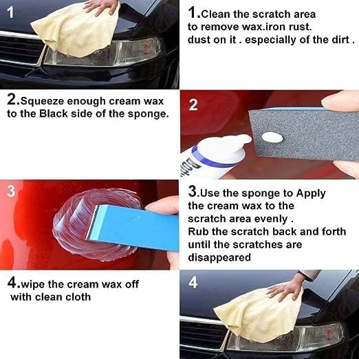 NINZA Car Body Scratch Remover and Repair Polishing Cream Kit with Sponge Cream Wax Body Compound Scratch Remover Ideal For Car and Bike Essentials, Moving Supplies-15 gm