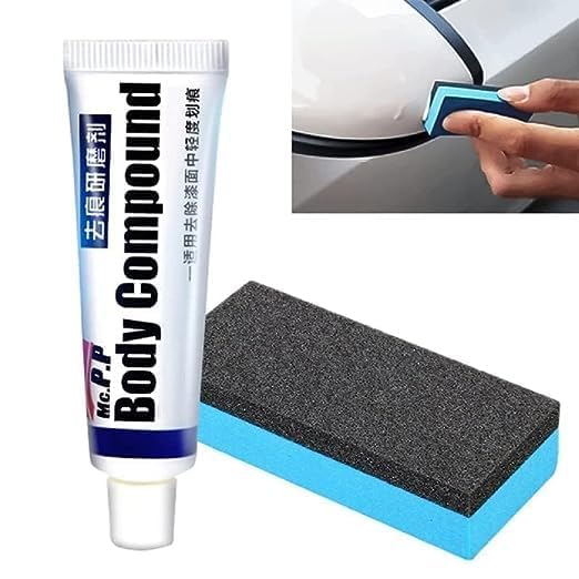 NINZA Car Body Scratch Remover and Repair Polishing Cream Kit with Sponge Cream Wax Body Compound Scratch Remover Ideal For Car and Bike Essentials, Moving Supplies-15 gm