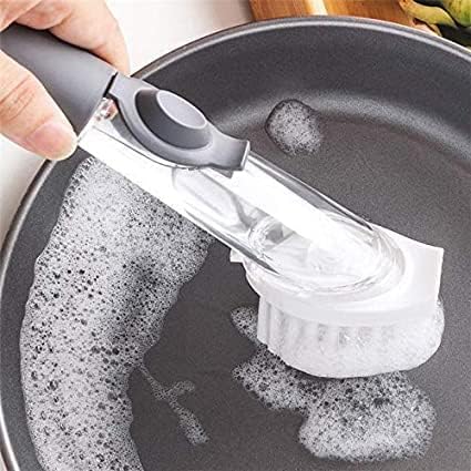 NINZA Kitchen Usable Long Handle Sponge with White Wok | Decontamination Cleaning Scrubber Dish Bowl Washing Sponge with Refill | Dish Wand Brush Set