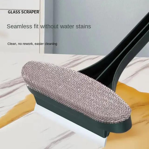NINZA 2 in 1 Mesh & Glass Cleaning Brush with Extended Handle & Wiper, 3x3 Inch, Window Cleaning Brush, Multicolour
