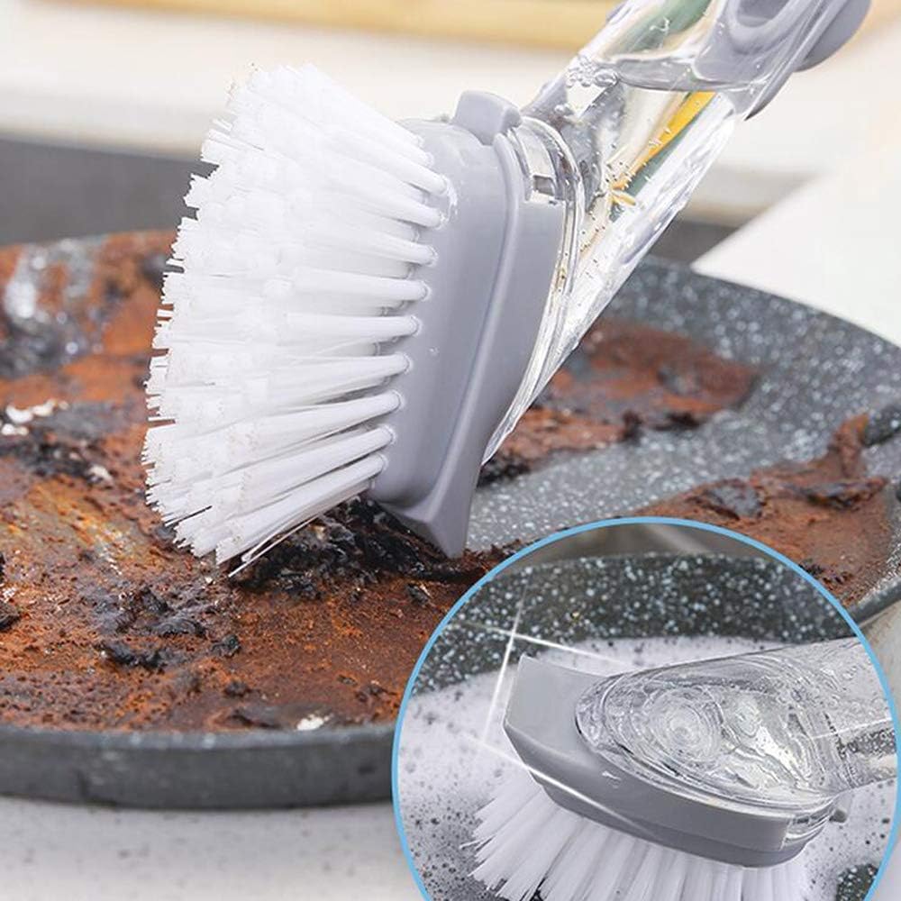 NINZA Kitchen Usable Long Handle Sponge with White Wok | Decontamination Cleaning Scrubber Dish Bowl Washing Sponge with Refill | Dish Wand Brush Set