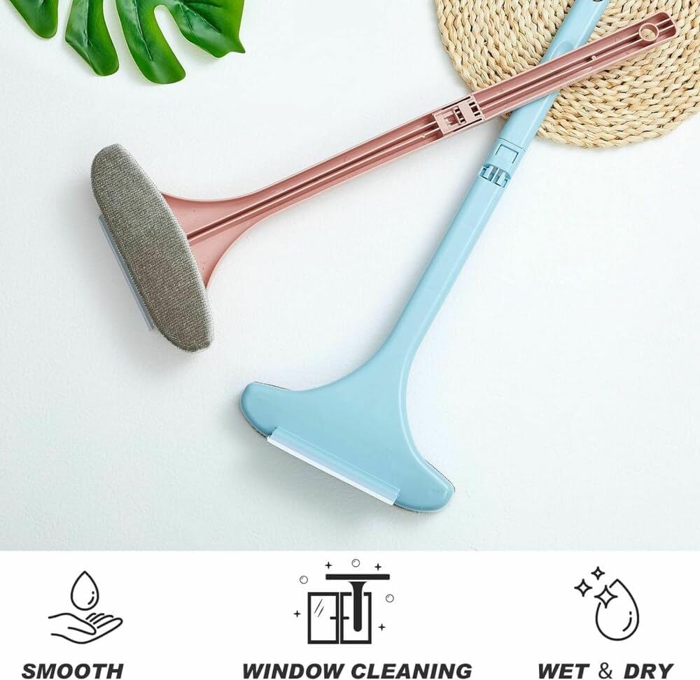 NINZA Multifunctional Screen Brush 2 in 1 Mesh Cleaning Brush & Wiper with Extended Handle Window Cleaning Brush Net Cleaner Double-Sided Window Cleaner Window Mesh Cleaner, Multi Color