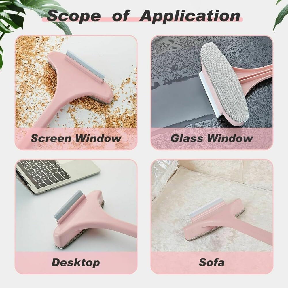 NINZA Multifunctional Screen Brush 2 in 1 Mesh Cleaning Brush & Wiper with Extended Handle Window Cleaning Brush Net Cleaner Double-Sided Window Cleaner Window Mesh Cleaner, Multi Color