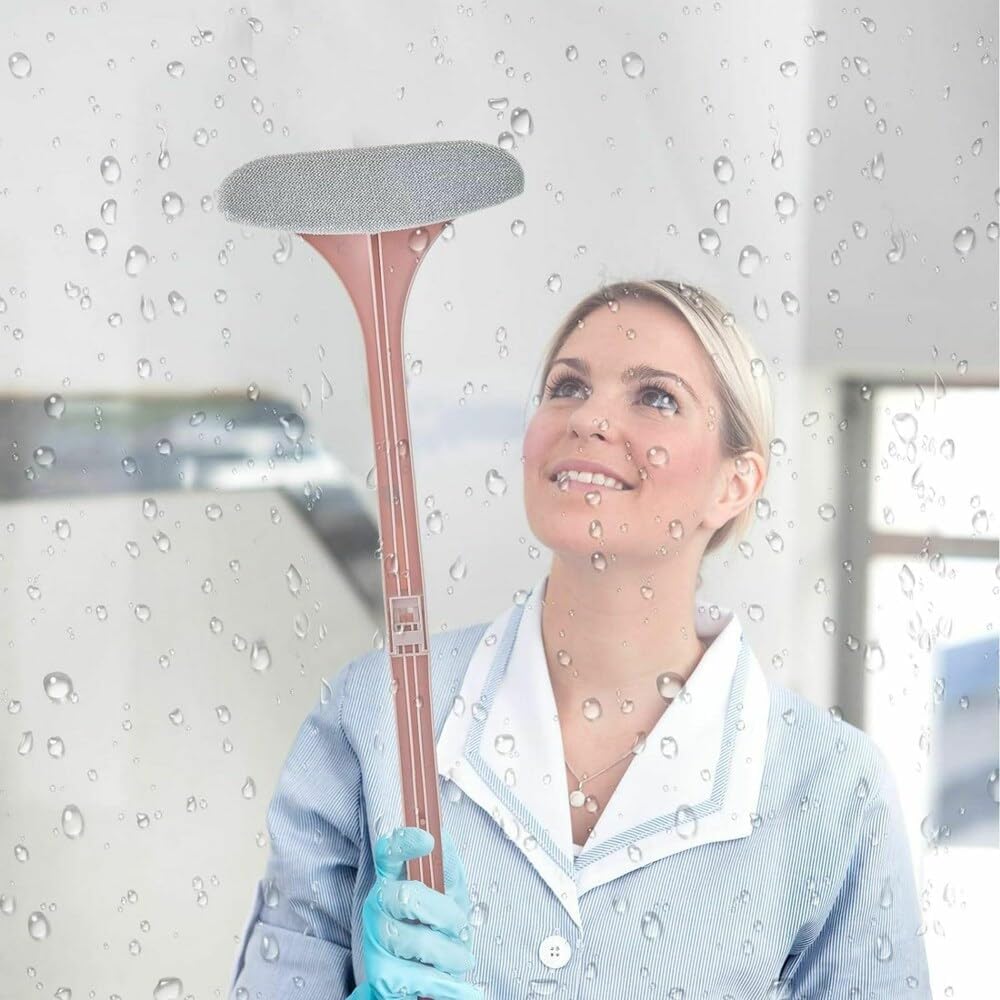 NINZA Multifunctional Screen Brush 2 in 1 Mesh Cleaning Brush & Wiper with Extended Handle Window Cleaning Brush Net Cleaner Double-Sided Window Cleaner Window Mesh Cleaner, Multi Color