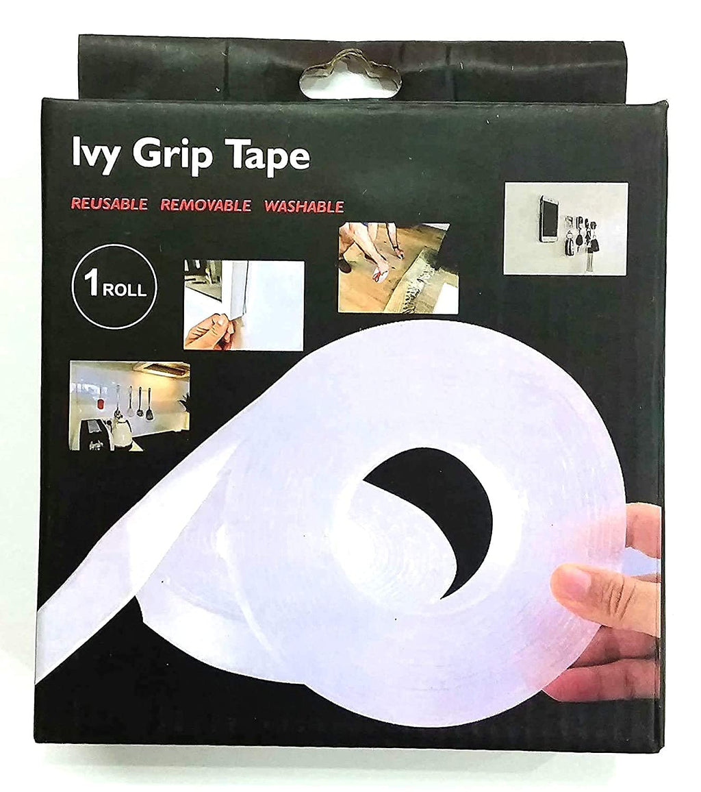 NINZA Ivy Grip Tape, Double Sided Strong Adhesive Tape, Transparent Traceless Tape Removable Washable and Reusable Anti Slip Tape for Home Supplies Fixing Carpet Phones (3Metre)