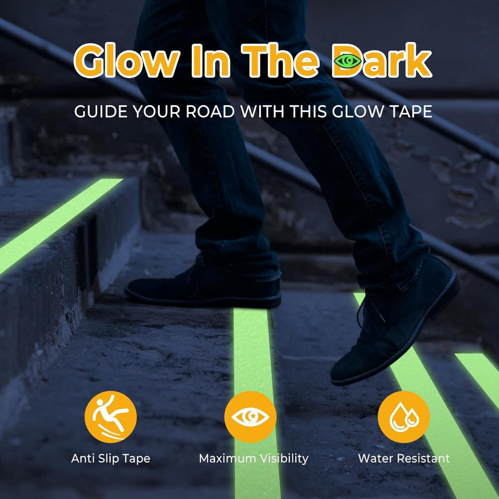 NINZA Night Glow in Dark Adhesive Tape 5 cm X 5 Meters Waterproof Auto Night Glow Radium Tape, Luminous Tape, Tape for Stairs - Green