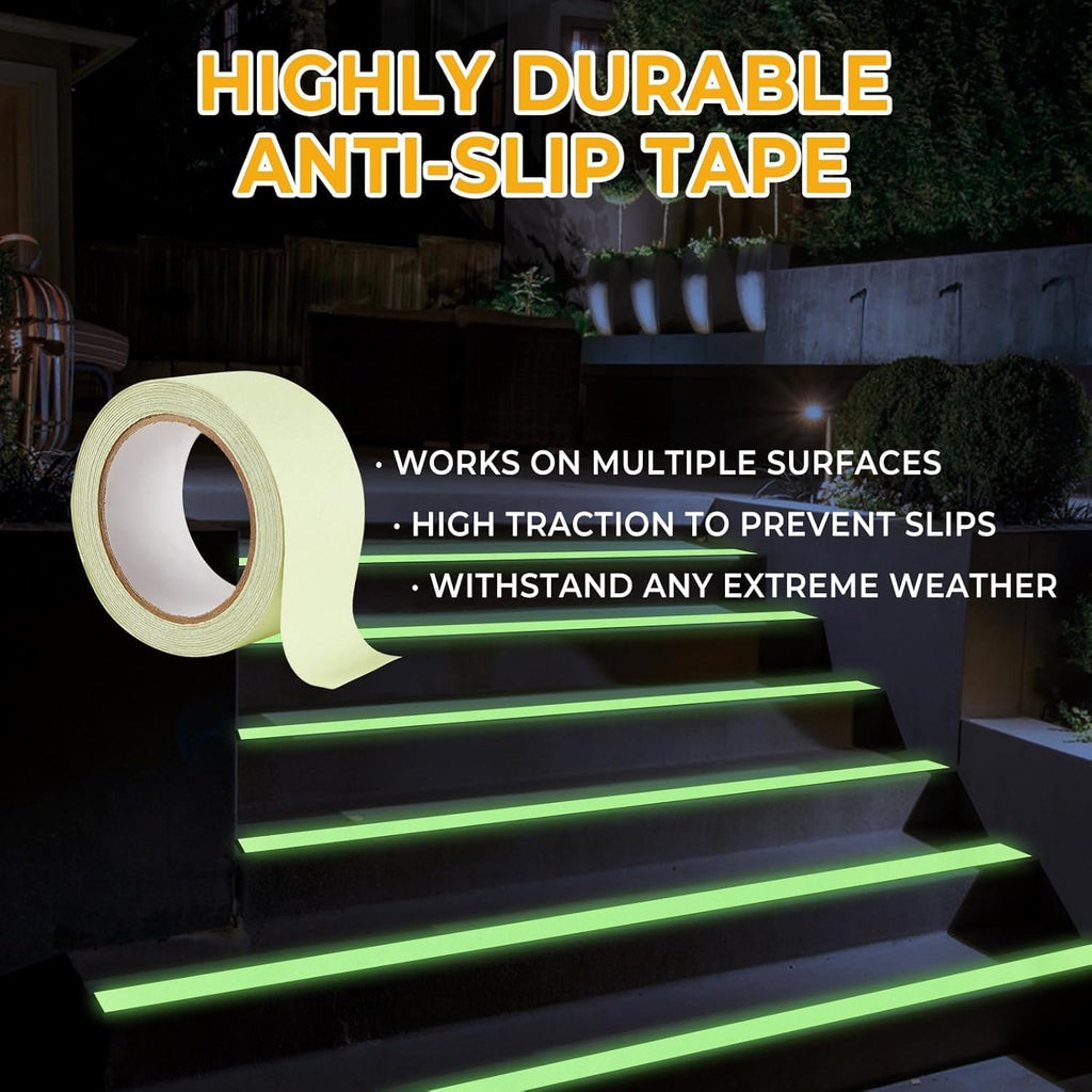 NINZA Night Glow in Dark Adhesive Tape 5 cm X 5 Meters Waterproof Auto Night Glow Radium Tape, Luminous Tape, Tape for Stairs - Green