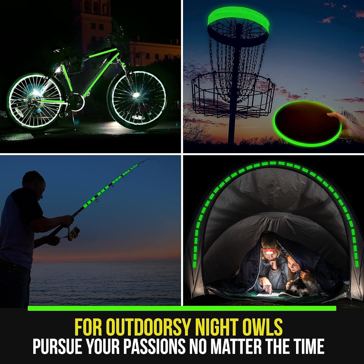 NINZA Night Glow in Dark Adhesive Tape 5 cm X 5 Meters Waterproof Auto Night Glow Radium Tape, Luminous Tape, Tape for Stairs - Green