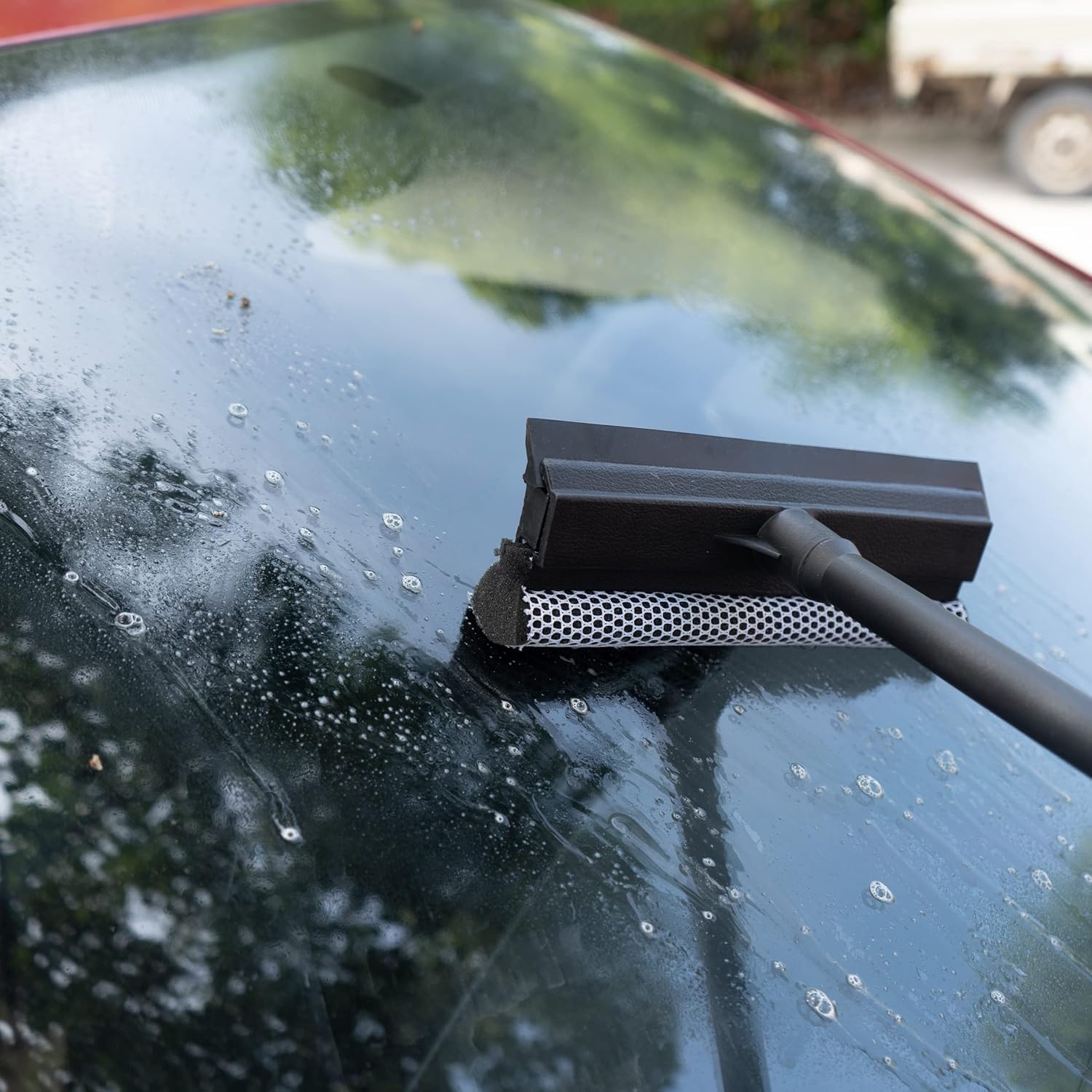 High Cleaning Dual Side Blade Rubber & Sponge with Extendable Handle Long & Short Pole Car Wiper Home Cleaning Brush with Long-Reach Handle Cleaning All Purpose for Glass Wiper Outdoor(Set of 1)